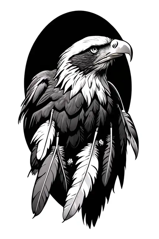 Bald Eagle And Indian Feathers