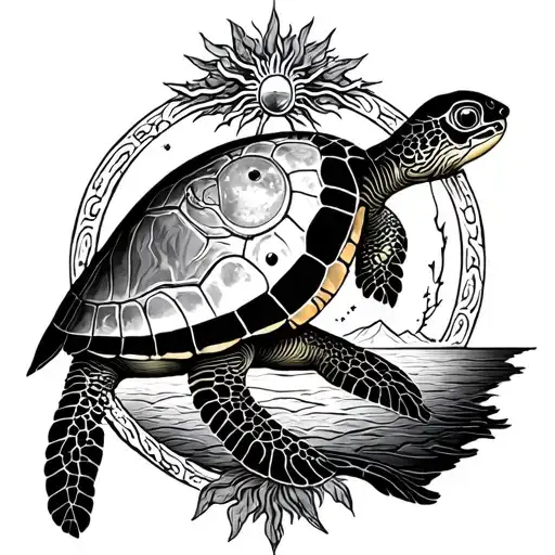 Sun Moon A Turtle Tree Of Life The Sign Of The Twins Of The Virgin Mountain And Ocean