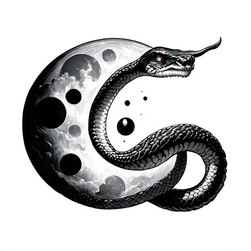 Snake Wrapped Around Moon Phases