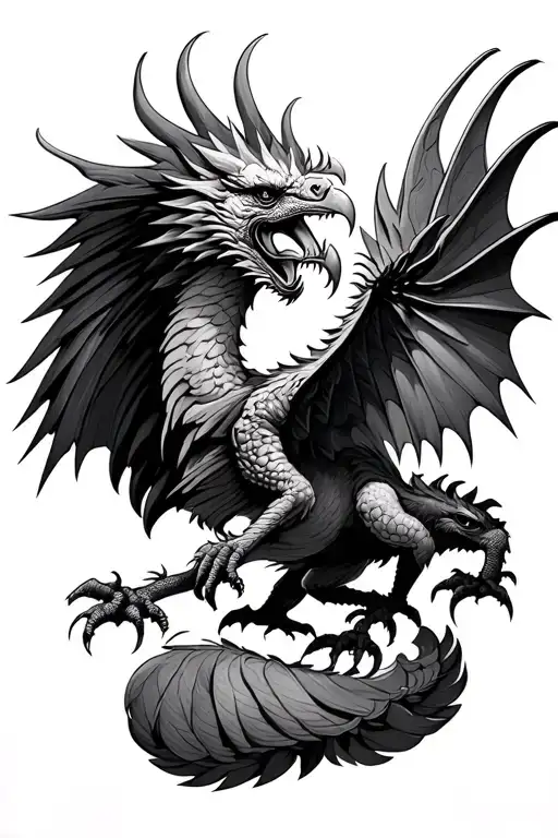 Welsh Dragon German Vulture Fighting Each Other