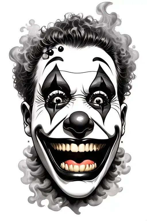 Clown Smile Now Cry Later Mask With Smoke