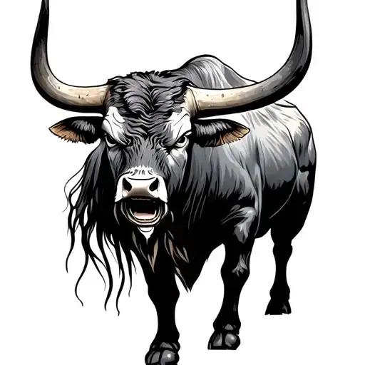 Longhorn Bull Full Body Angry