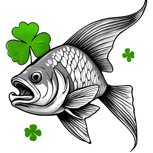 Outline Fish With Shamrock