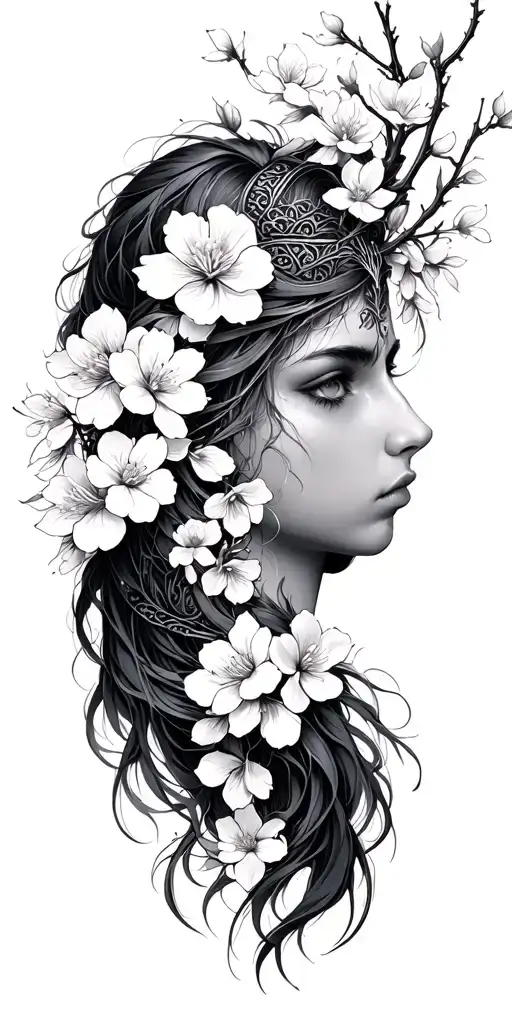 Nordic Mythology With Sakura Blossoms