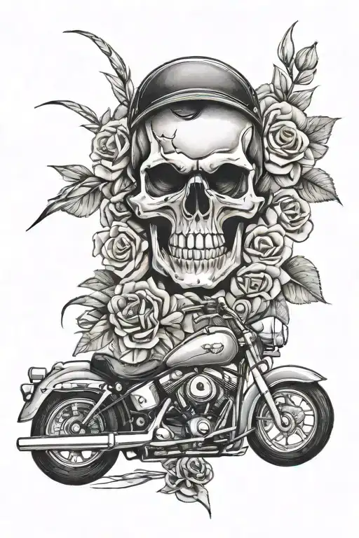 Skull Roses Motorcycle
