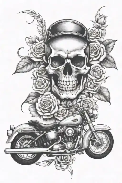 Skull Roses Motorcycle