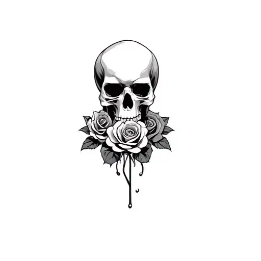 Skull Heat And Roses Intertwined