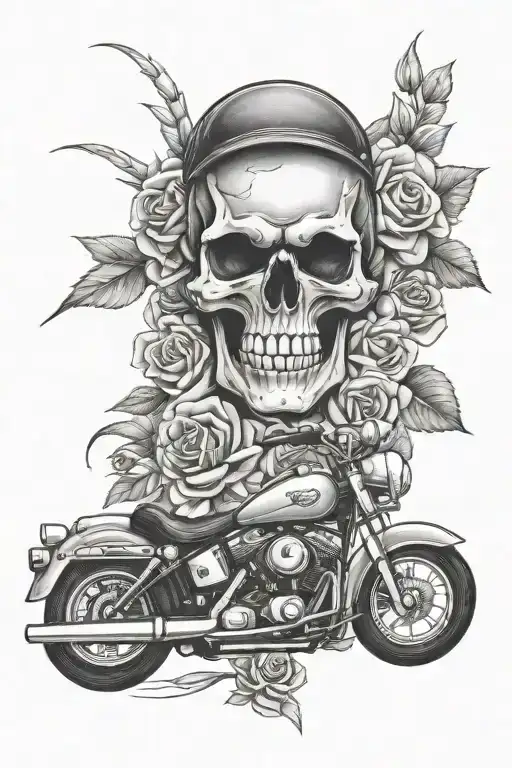 Skull Roses Motorcycle