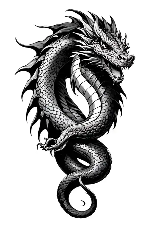 Dragon Fighting Snake Wrapped