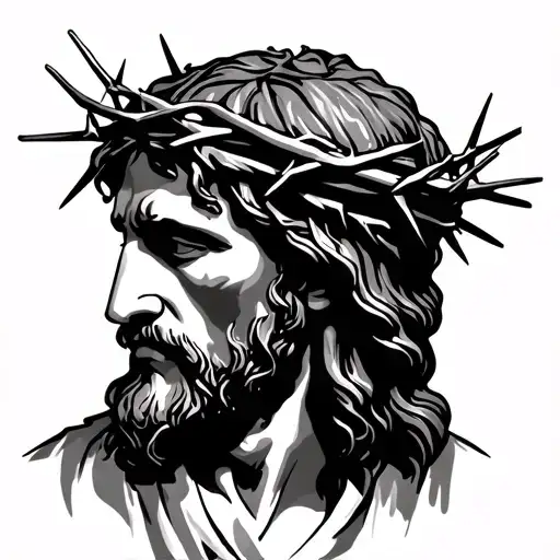 Jesus With Crown Of Thorns Side Profile