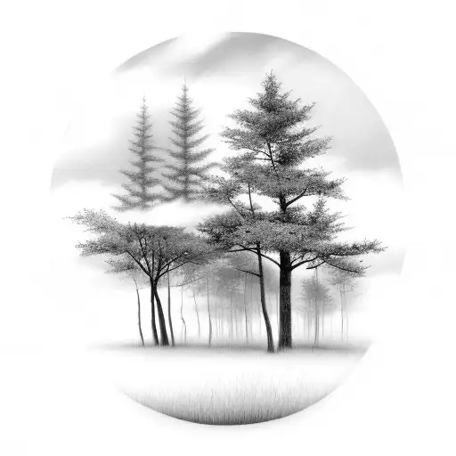 Forest With Cloudy Sky