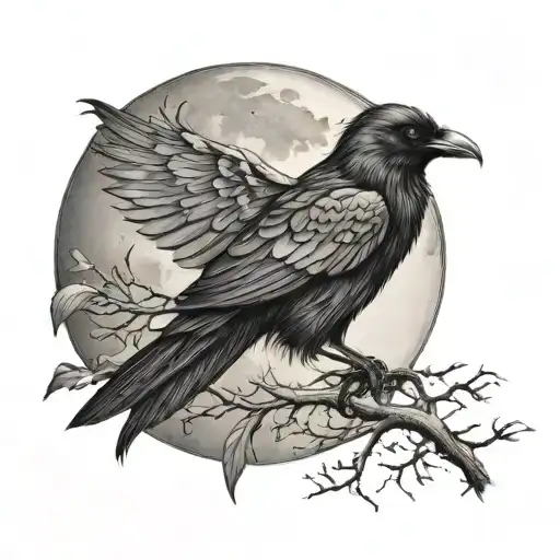 Cresent Moon Turning Into Ravens