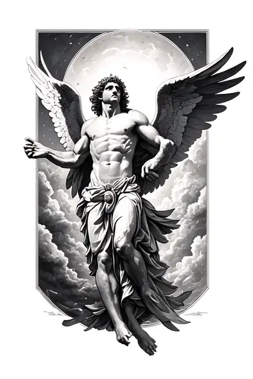 Greek Myth Icarus Falling With Outstretched