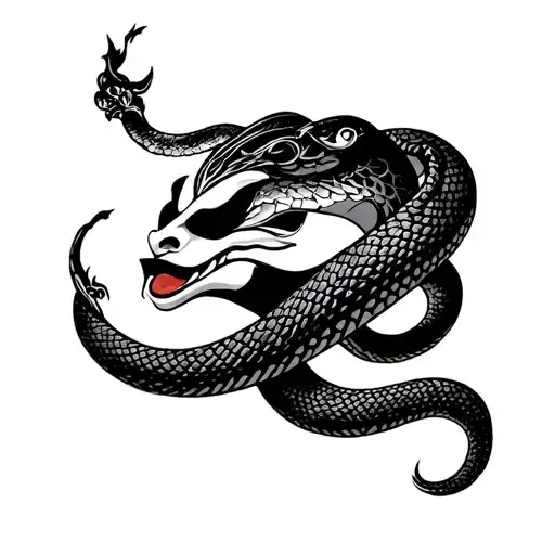 Hannya Mask With Snake