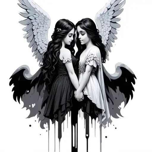 Cybersigilism Twin Angels Sister And Brother Holding Hands