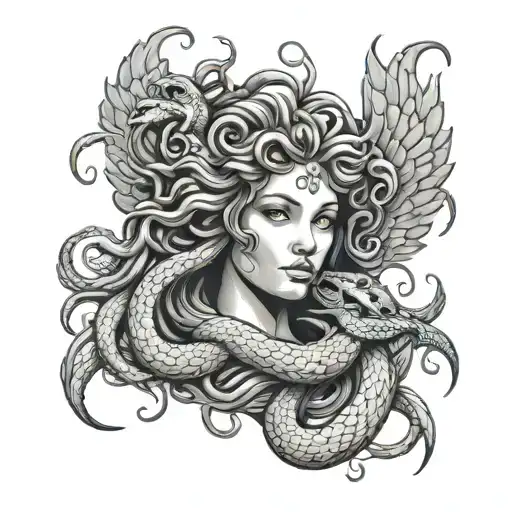 Medusa With Wings And Snakes
