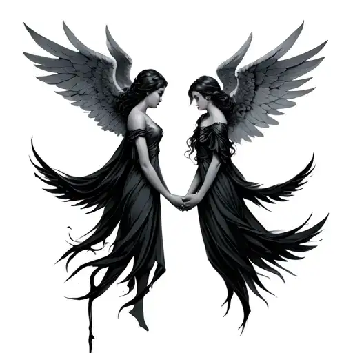 Cybersigilism Twin Angels Sister And Brother Holding Hands