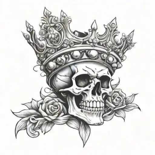 Skull With King Crown Surrounded