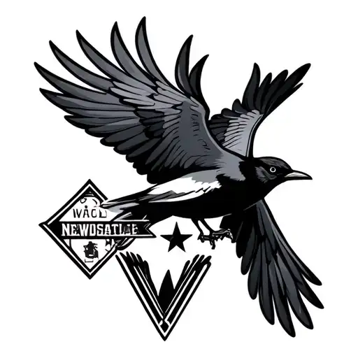 Flying Magpie With Small Newcastle Badge Star Underneath