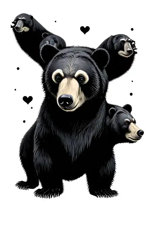 Multiple Bears Black And White Minimalistic Style