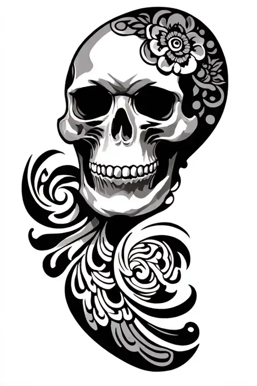 Skull And Maori Arm Sleeve