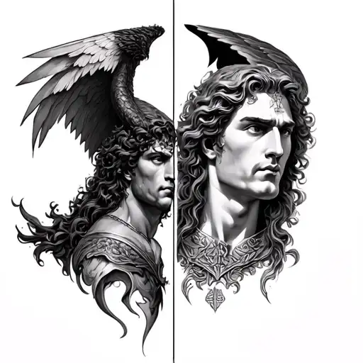St Michael Face Off Beautiful Lucifer Side By Side