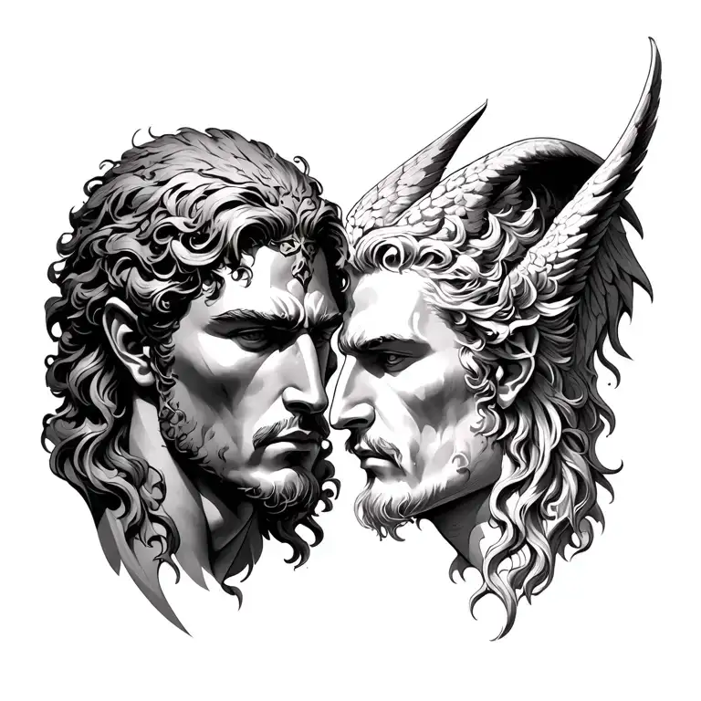 St Michael Face Off Beautiful Lucifer Side By Side