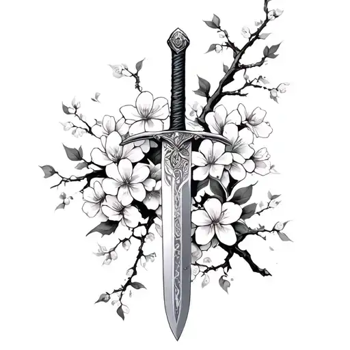 Sword And Cherry Blossoms