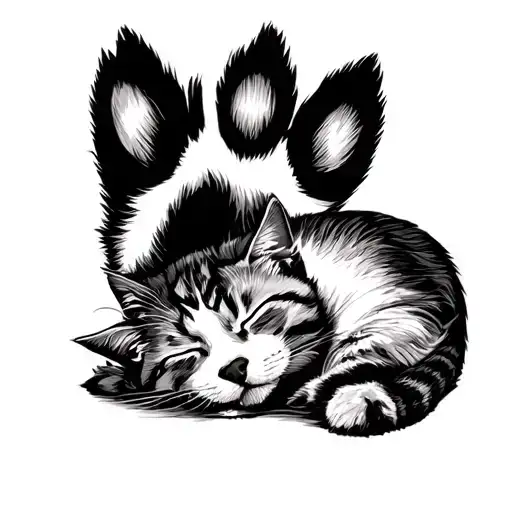 Paw Of A Dog And Cat Sleeping