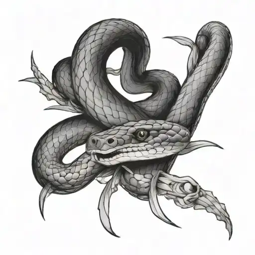 Snake Wrapped In Knife