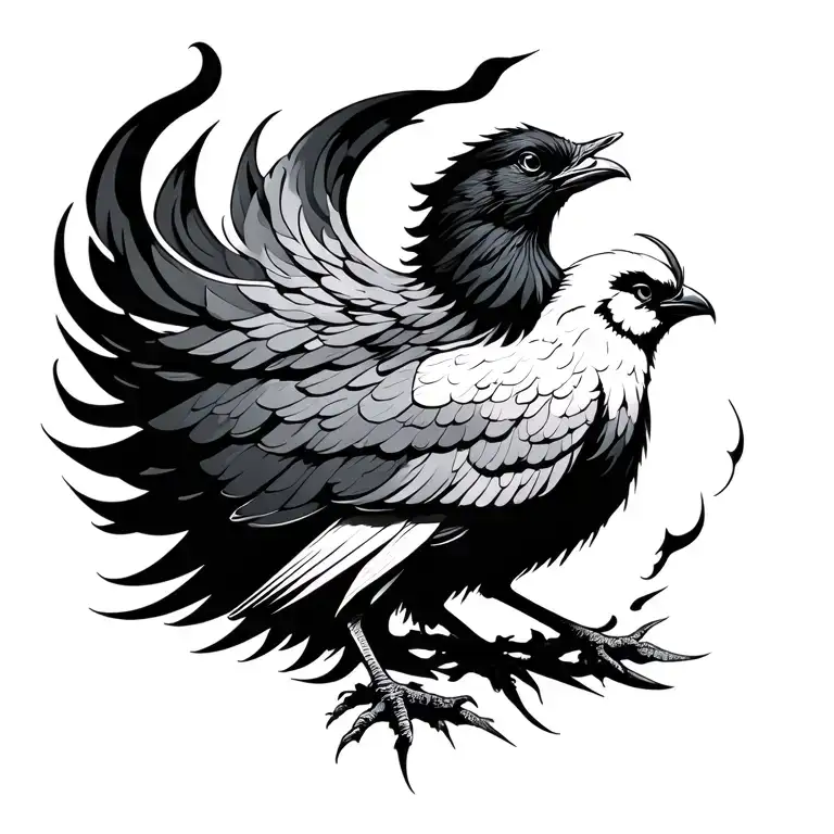 Poenix Bird Minimalist Tattoo Fire