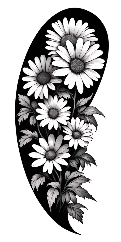 Floral Daisies Negative Space Themed