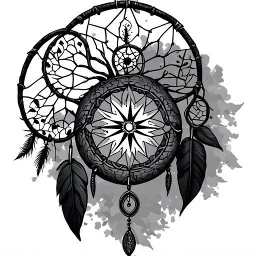 Dreamcatcher With Tree Of Life And A Compass