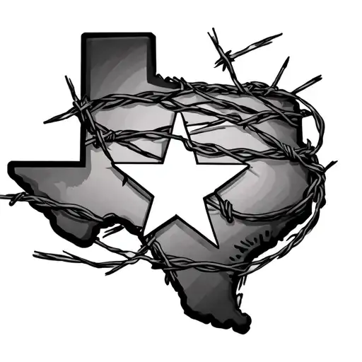 Outline Of Texas With Barb Wire Wrap