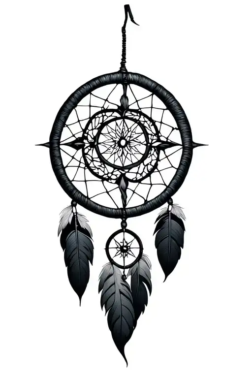 Minimalist Dreamcatcher With Tree Of Life And A Compass