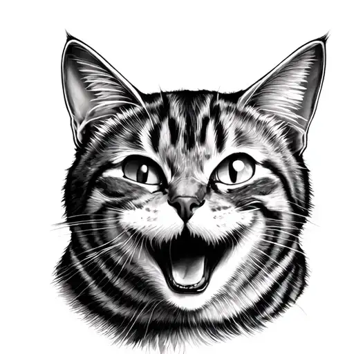Cat Faces One Laughing And One Smiling