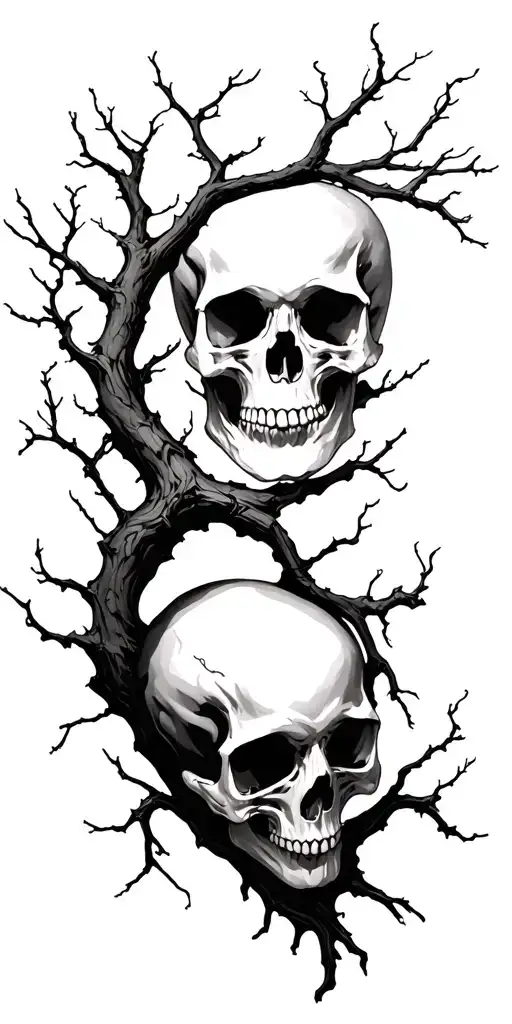 Skull And Tree Branches