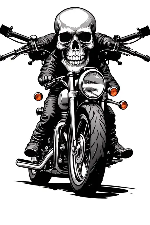 Skull And Motor Bike Near