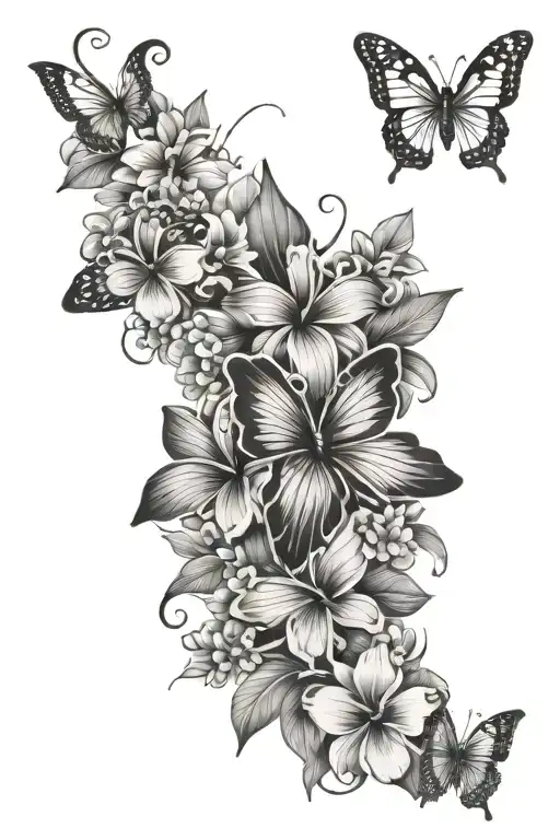 Hawaiian Flowers And Butterflies