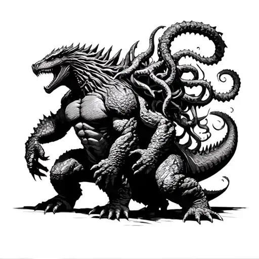 Godzilla And Medusa Team Up Fighting