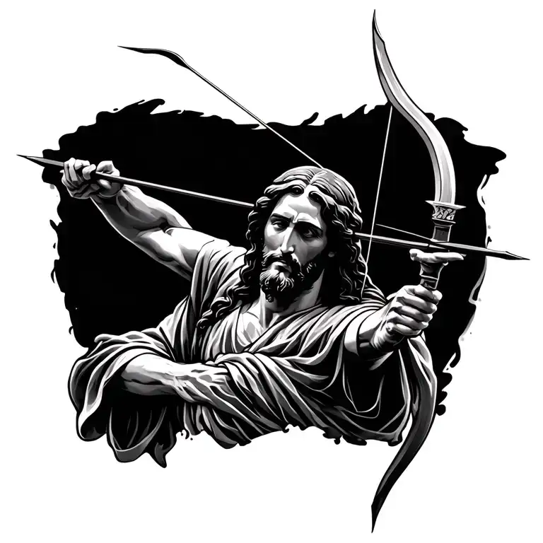 Jesus Shooting A Bow And Arrow