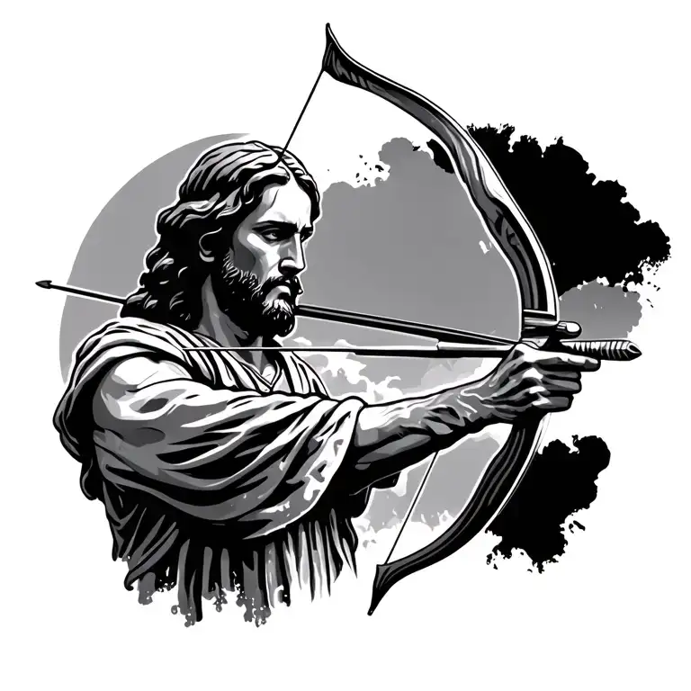Modest Jesus Shooting A Bow And Arrow