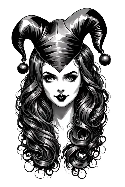 Women Face In Jester Card