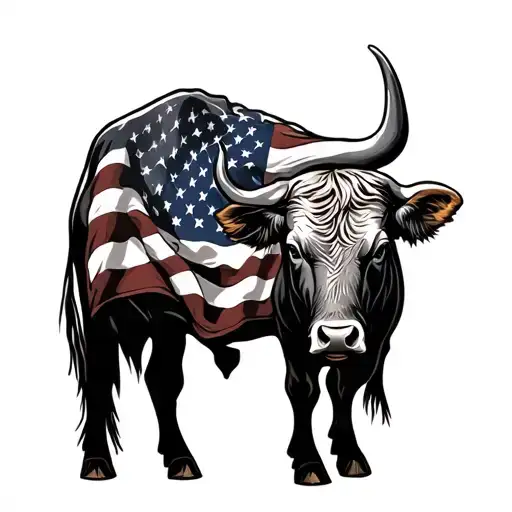 Bevo Bull With American Flag