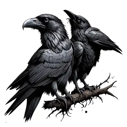 Norse Ravens Huginn And Muninn