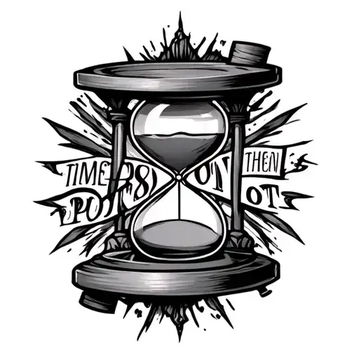 An Hour Glass With The Word Times Then Not In The Middle Of The Tattoo Then Promised At The Bottom
