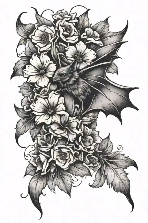 Bat With Flowers