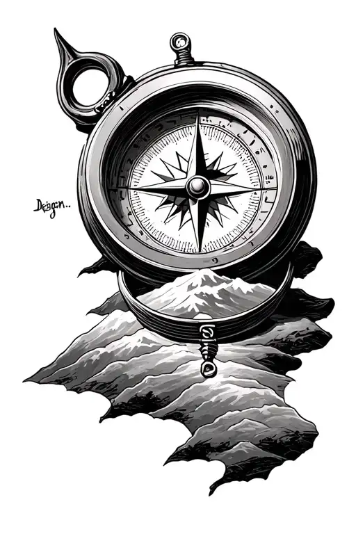 Design Me A Compass Thats Imbedded In Mountains