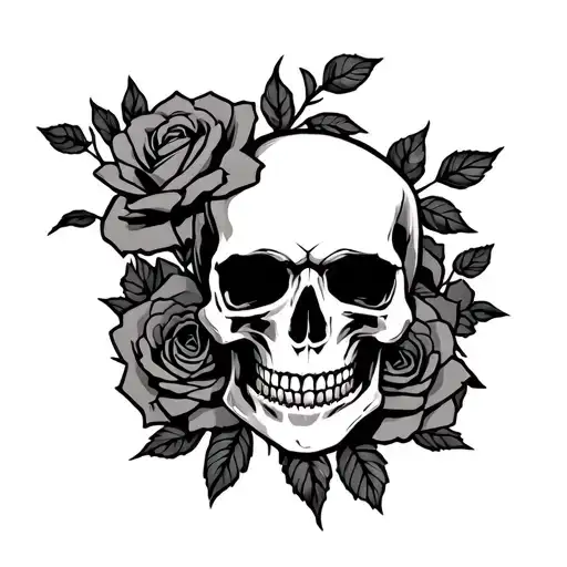 Ohio State Buckeyes With Skull And Roses Intertwined