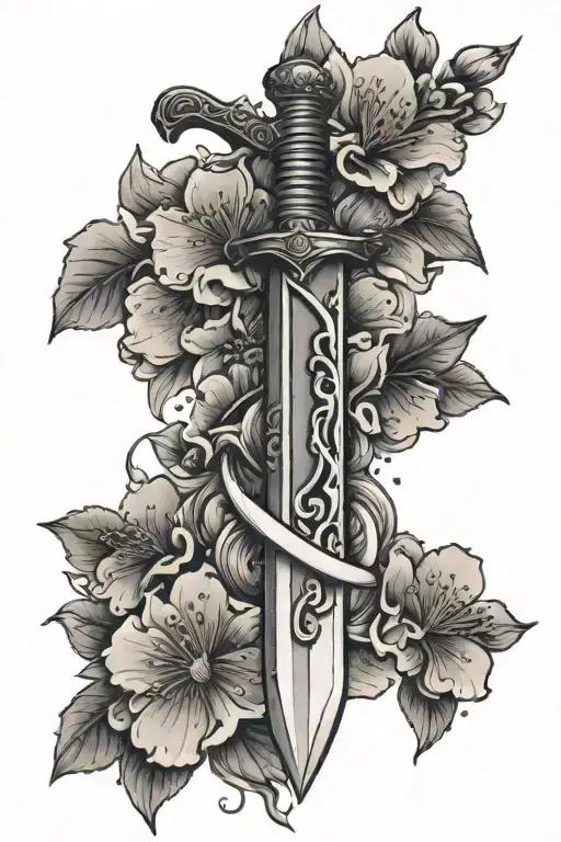 Elegant Fantast Dagger With Cherry Blossom Wrapped Around It